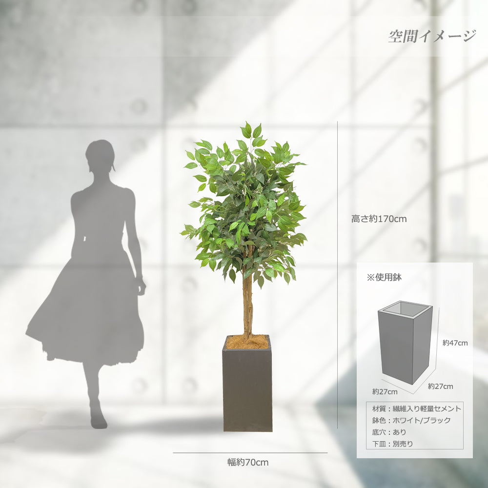 ベンジャミン 特大 170cm シダレガジュマル 人工観葉植物 フェイクグリーン 観葉植物 造花 光触媒 鉢付 軽量セメント ファイバーセメント フェイク グリーン インテリア おしゃれ お祝い 消臭 RS120 送料無料