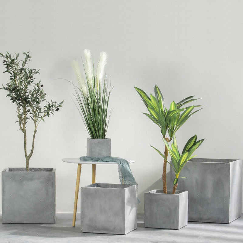 植木鉢  観葉植物鉢 フェイク グリーン鉢 庭木鉢 正方形 軽量セメント ファイバーセメント 大型 インテリア  おしゃれ F10 送料無料