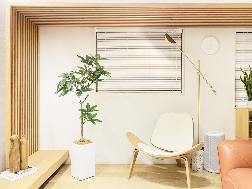 スリムパキラ 140cm 人工観葉植物　フェイクグリーン  観葉植物 造花 光触媒 鉢付 軽量セメント ファイバーセメント フェイク グリーン インテリア おしゃれ お祝い 消臭 FCS112A 送料無料