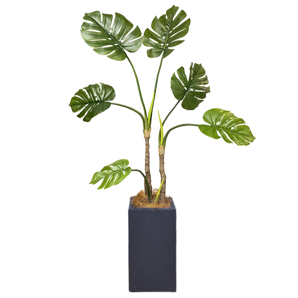 モンステラ ホウライショウ 150cm 人工観葉植物　フェイクグリーン  観葉植物 造花 光触媒 鉢付 軽量セメント ファイバーセメント　フェイク グリーン インテリア おしゃれ　お祝い 消臭  GBY112 送料無料