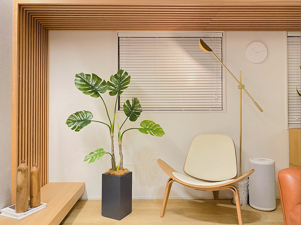 モンステラ ホウライショウ 150cm 人工観葉植物　フェイクグリーン  観葉植物 造花 光触媒 鉢付 軽量セメント ファイバーセメント　フェイク グリーン インテリア おしゃれ　お祝い 消臭  GBY112 送料無料