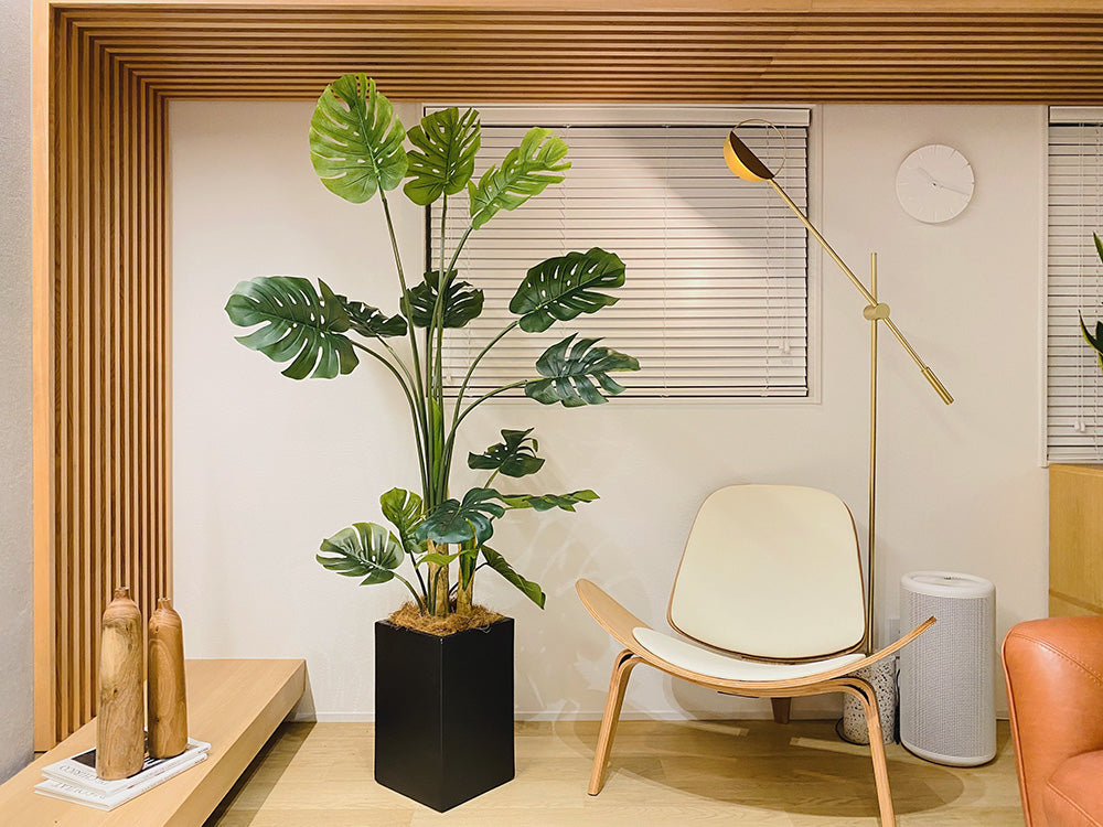 モンステラ ホウライショウ 190cm 特大 人工観葉植物 フェイクグリーン  観葉植物 造花 光触媒 鉢付 軽量セメント ファイバーセメント フェイク グリーン インテリア おしゃれ お祝い 消臭 GBY170 送料無料
