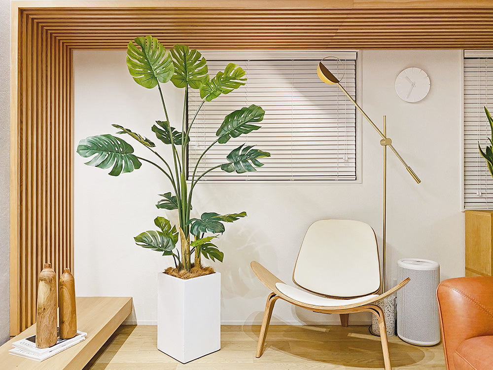 モンステラ ホウライショウ 190cm 特大 人工観葉植物 フェイクグリーン  観葉植物 造花 光触媒 鉢付 軽量セメント ファイバーセメント フェイク グリーン インテリア おしゃれ お祝い 消臭 GBY170 送料無料