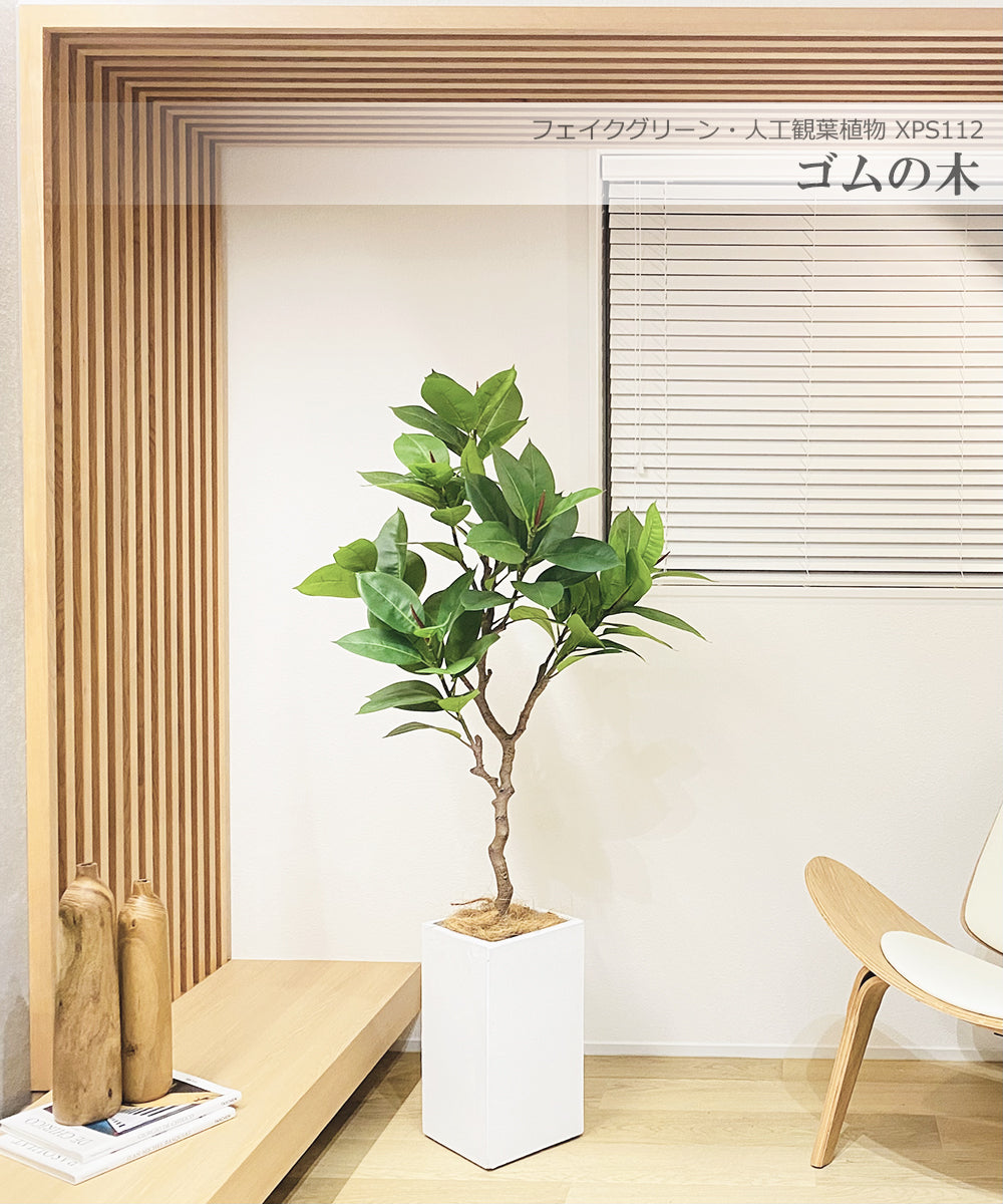ゴムの木 人工観葉植物 フェイクグリーン 造花 光触媒 鉢付 軽量セメント ファイバーセメント インテリア おしゃれ お祝い 消臭 XPS112 送料無料