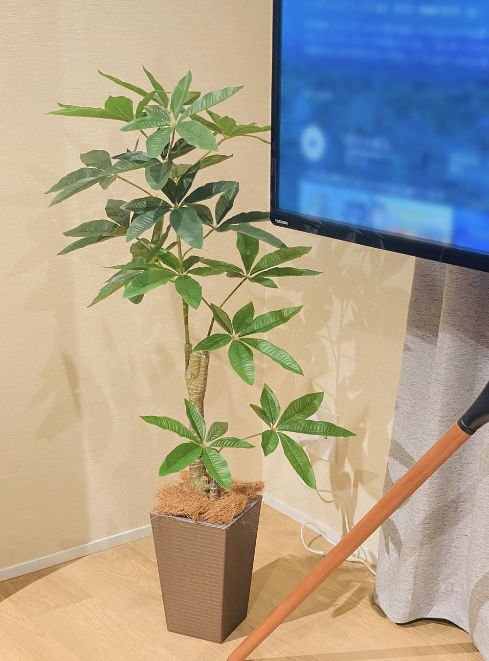 パキラ 110cm 大型 人工観葉植物 フェイクグリーン  観葉植物 造花 光触媒 鉢付 軽量セメント ファイバーセメント フェイク グリーン インテリア おしゃれ　お祝い 消臭 FCS70 送料無料