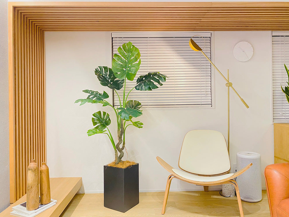 モンステラ ホウライショウ 170cm 大型 人工観葉植物 フェイクグリーン  観葉植物 造花 光触媒 鉢付 軽量セメント ファイバーセメント　フェイク グリーン インテリア おしゃれ　お祝い 消臭 GBY140 送料無料