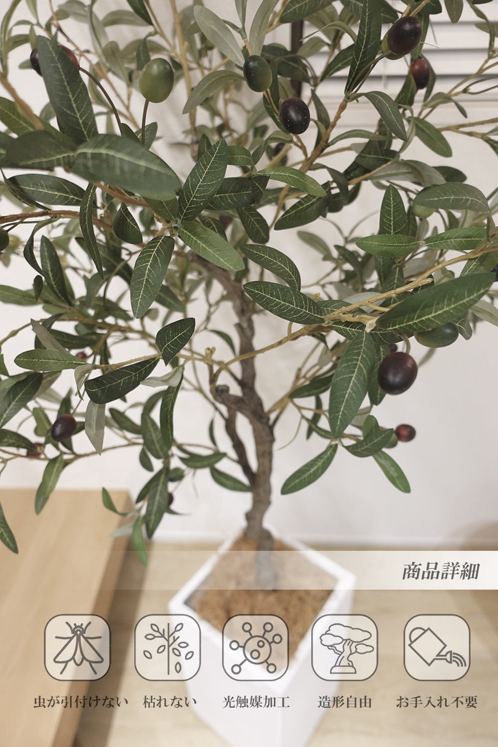 オリーブの木 200cm 特大 人工観葉植物 フェイクグリーン  観葉植物 造花 光触媒 鉢付 軽量セメント ファイバーセメント　フェイク グリーン インテリア おしゃれ　お祝い 消臭 GLS140 送料無料